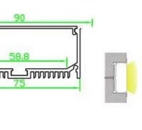 Встраиваемый алюминиевый профиль для светодиодных лент LD profile – 47, 93990