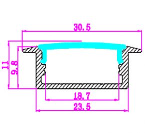 Встраиваемый алюминиевый профиль для светодиодных лент LD profile – 13, 29451